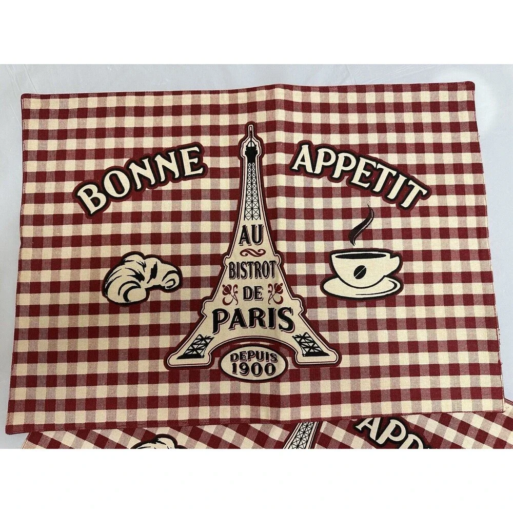 NWT Disney Parks Eiffel Tower Placemats Set of 2 Bistro De Paris Printed Fabric